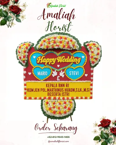 Karangan Papan Bunga Pernikahan di Cipeuyeum